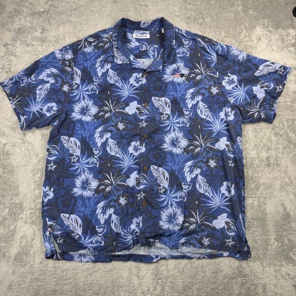 Tommy Bahama Patriots Floral Hawaiian Shirt 100% Silk Mens 3XL Camp Resortwear - Picture 2 of 7